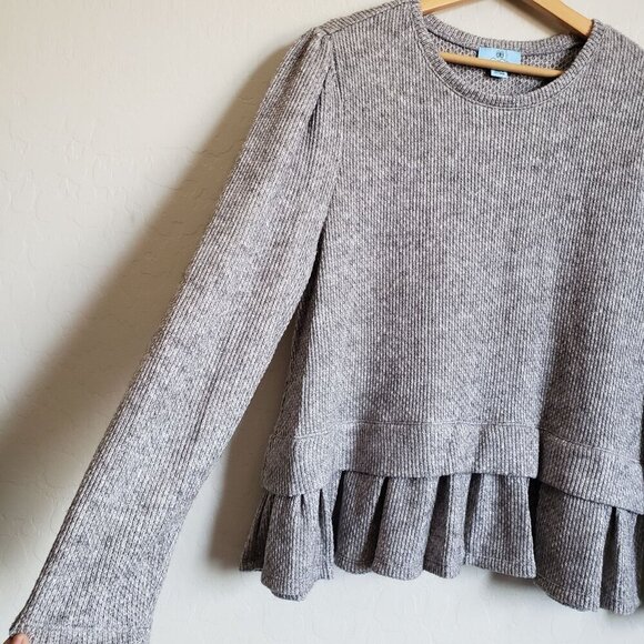 CeCe Puff Sleeve Knit Peplum Sweater Silver Heather Grey Size Womens 2X Plus NEW - Picture 4 of 12